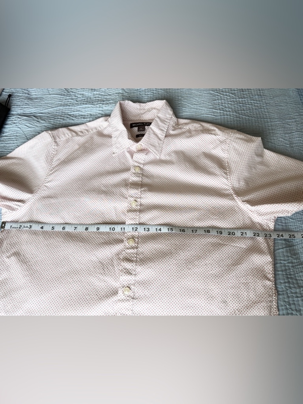 Michael Kors Jace Print Slim Fit Short Sleeve Button-Down Shirt. - Picture 6 of 11